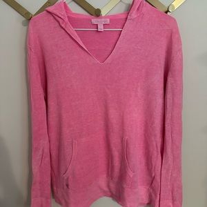 LILLY PULITZER linen hoodie, hot pink, small